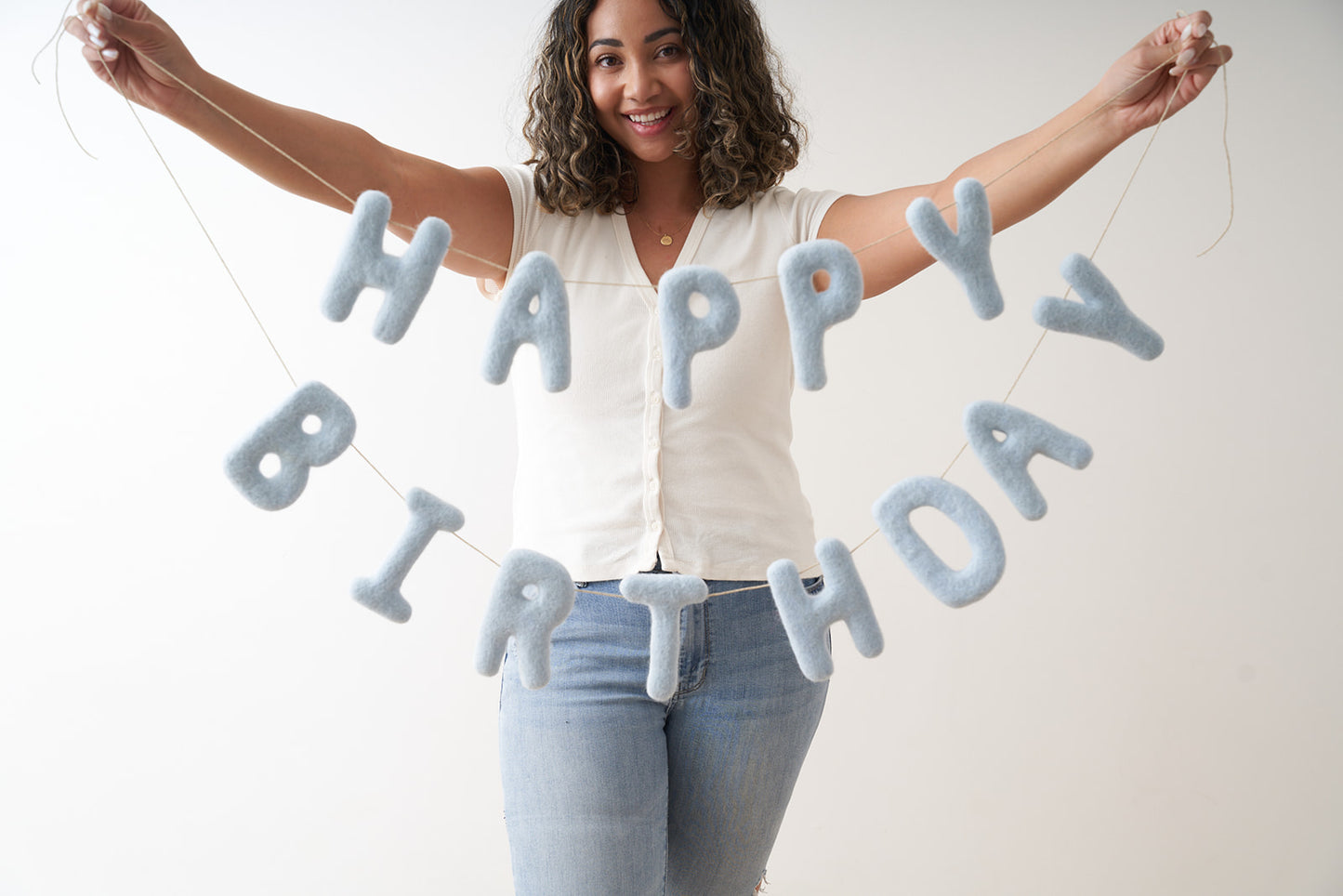 HAPPY BIRTHDAY FELT BLUE GARLAND