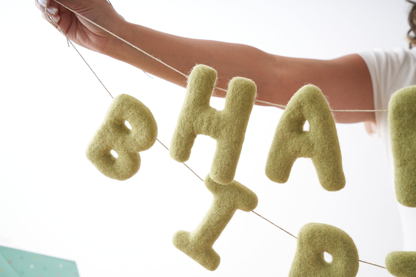 HAPPY BIRTHDAY FELT GREEN GARLAND