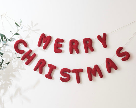 Merry Christmas Garland Red