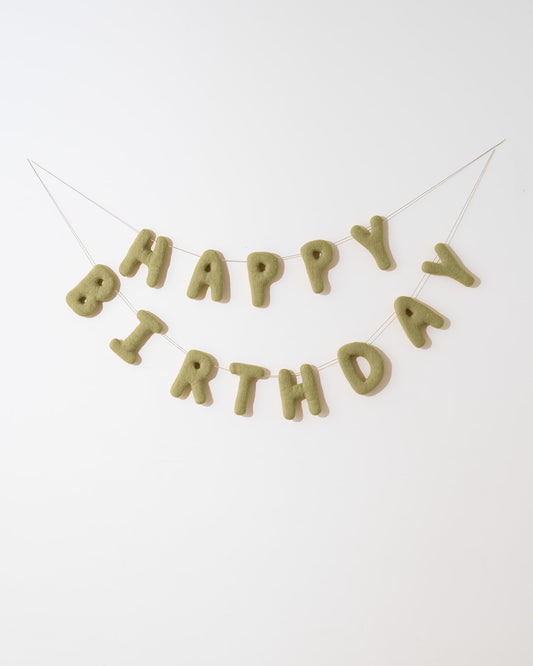 HAPPY BIRTHDAY FELT GREEN GARLAND