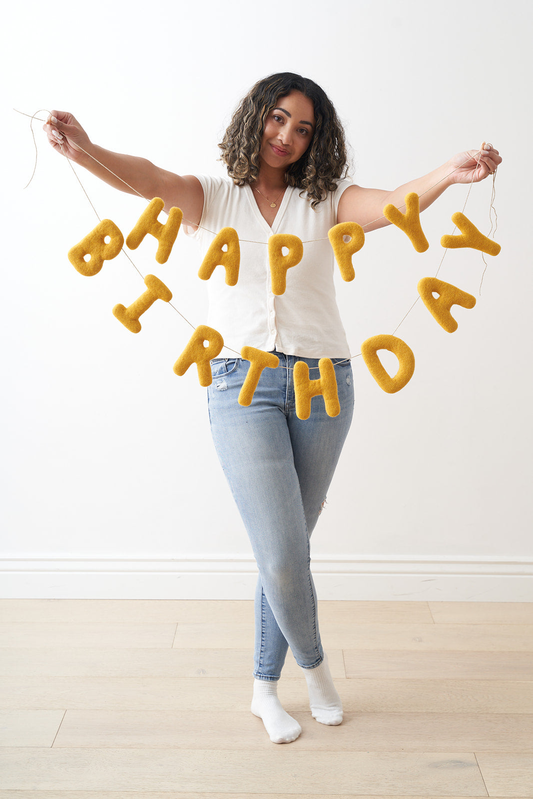 HAPPY BIRTHDAY FELT  YELLOW GARLAND