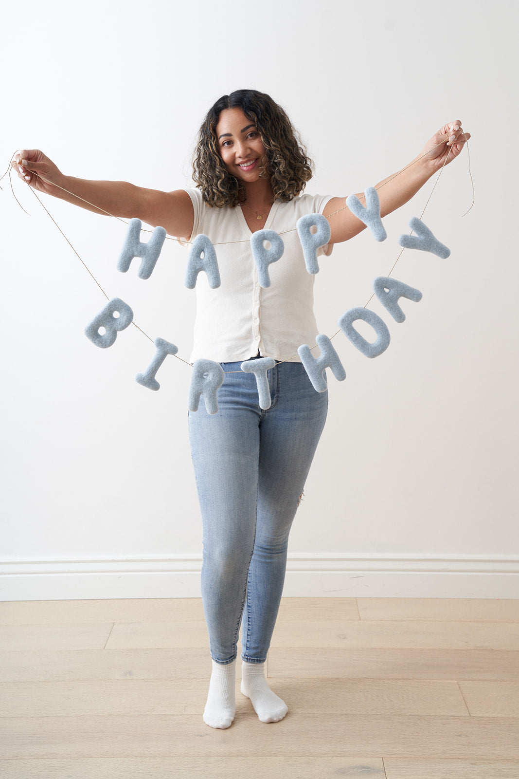 HAPPY BIRTHDAY FELT BLUE GARLAND