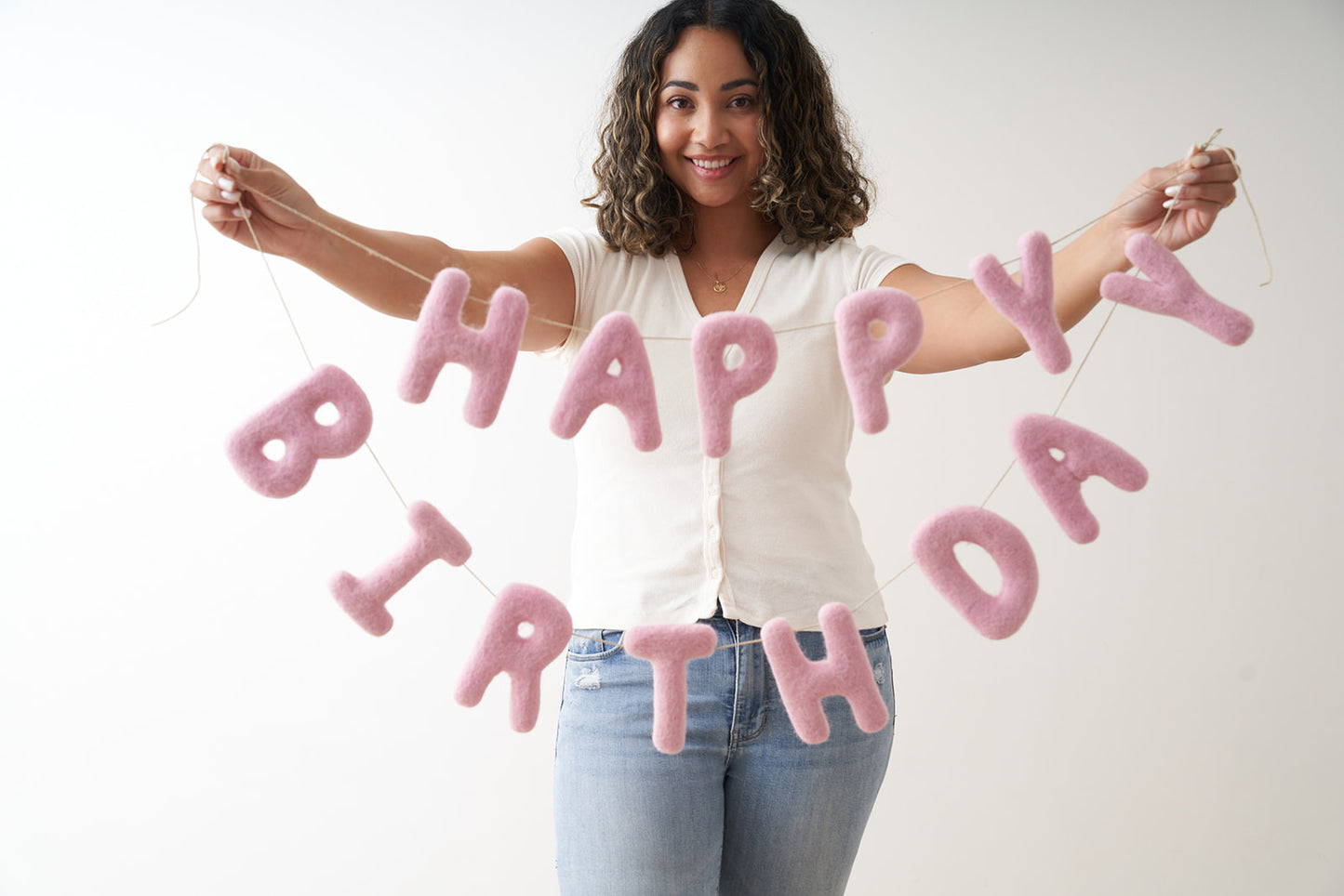 HAPPY BIRTHDAY FELT PINK GARLAND