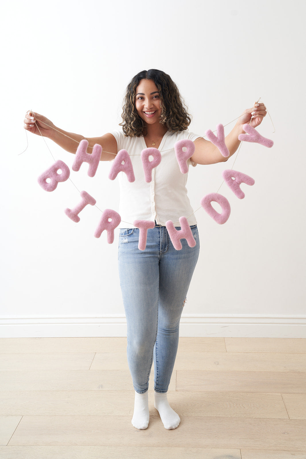 HAPPY BIRTHDAY FELT PINK GARLAND